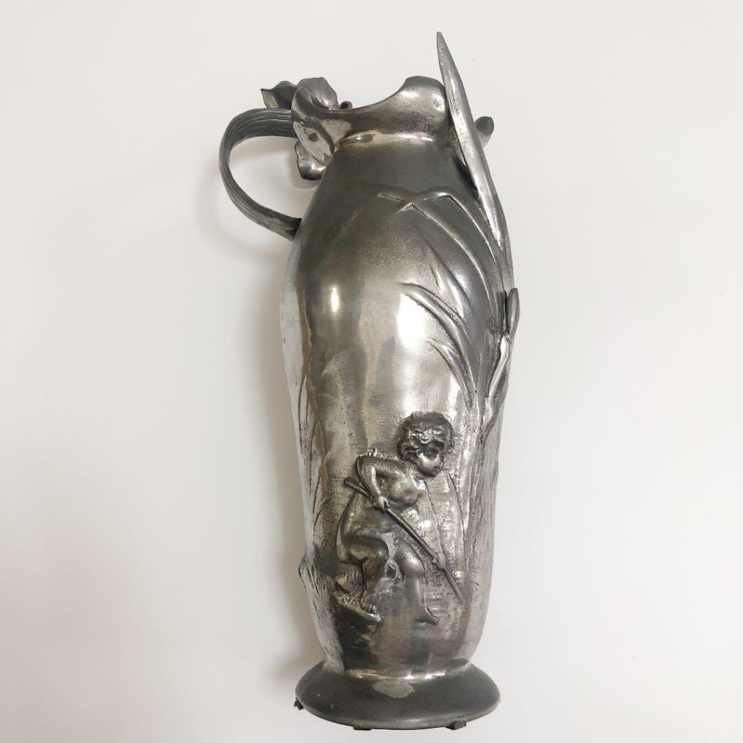 入手困難品 イタリアンアンティーク ピューター 花瓶 錫製 イタリア製