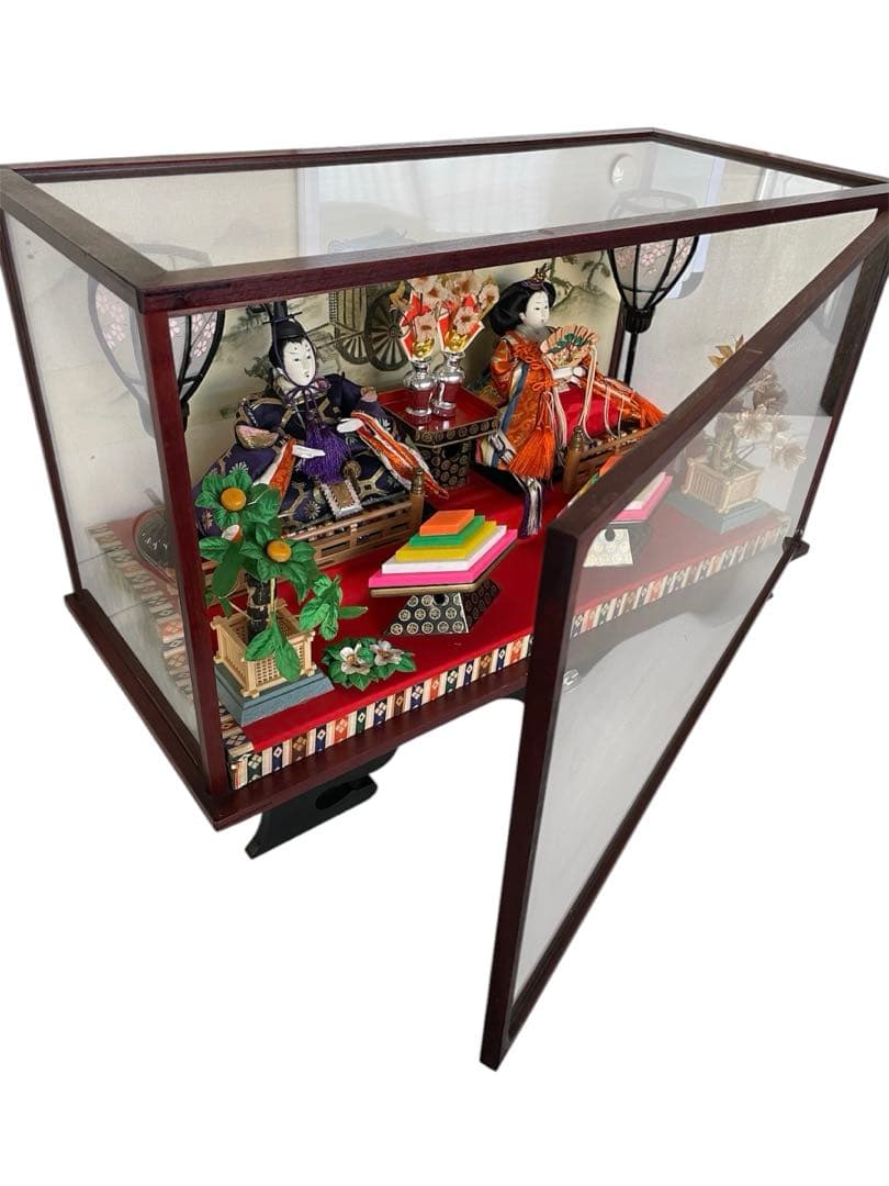 雛人形 昭和レトロ ガラスケース オルゴール付き アンティーク レトロ