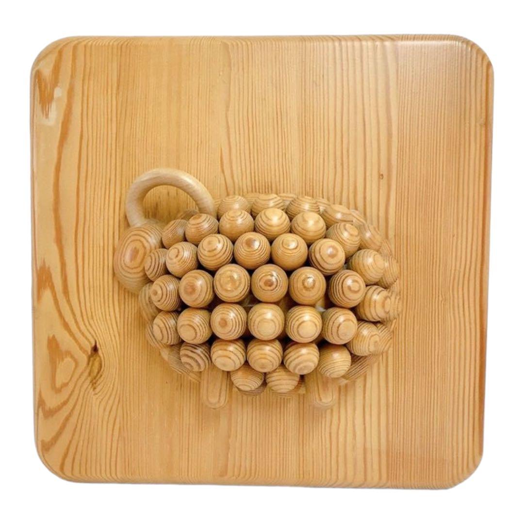 北欧アーリッカ木製(パイン＝松)、Passi(羊)壁飾り : ヴィンテージ