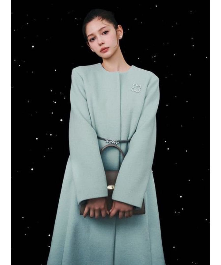 新品タグ付 CELFORD カシミヤ混ノーカラーコート