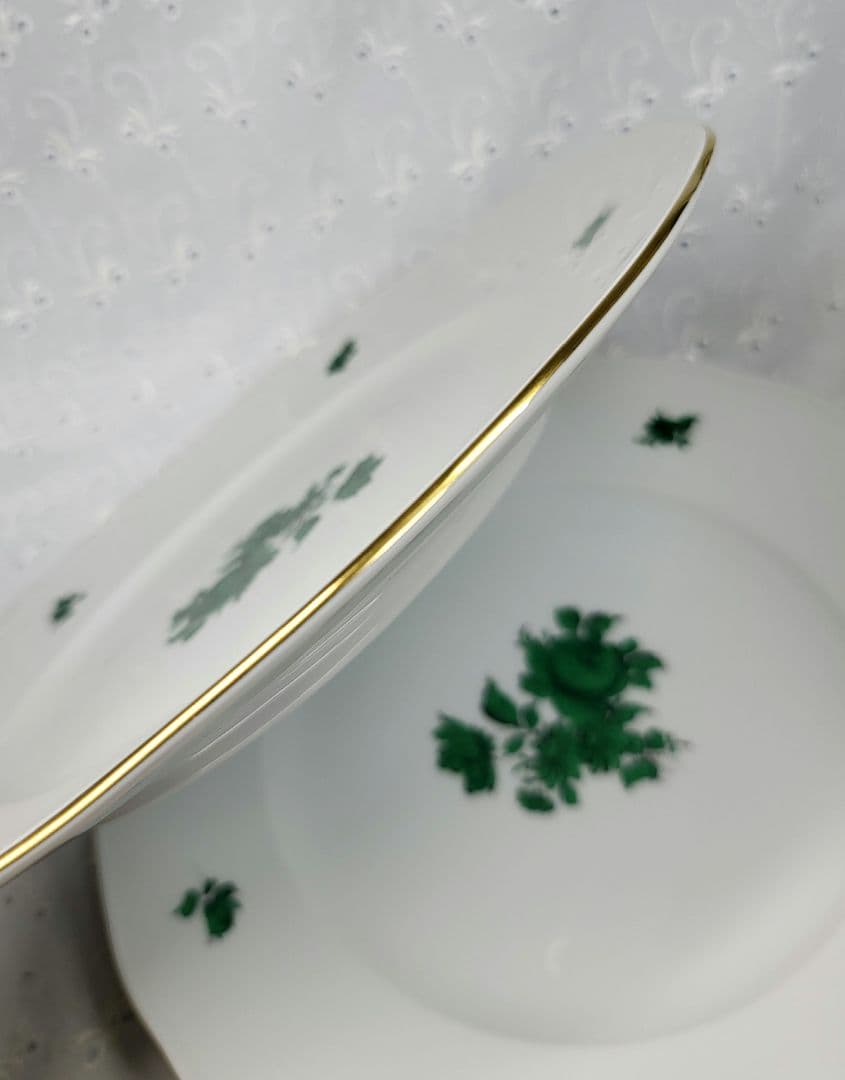 未使用近✨アウガルテン マリアテレジア ティナ プレート 大皿① グリーン薔薇