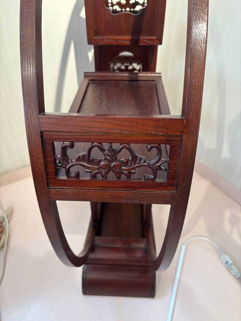 飾り棚 和風 アジアン オリエンタル 和室 珍品棚 丸い棚 大サイズ