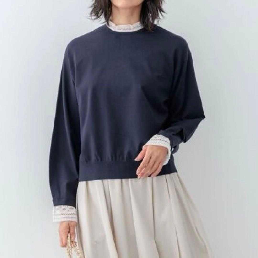 23区 ヴィスコースストレッチ レース コンビ ニット 2025