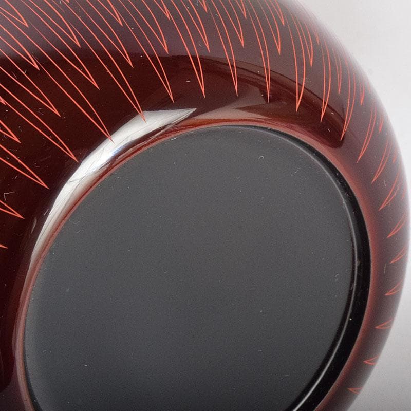 茶道具　中村湖彩作　朱菊毛彫　平棗　共布共箱　V　8641