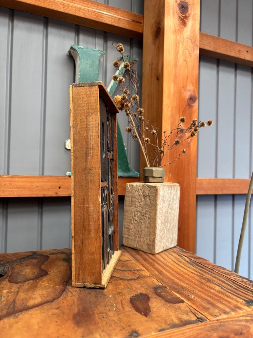 アメリカ ビンテージ スタンプ ディスプレイ 木製 置物 古道具