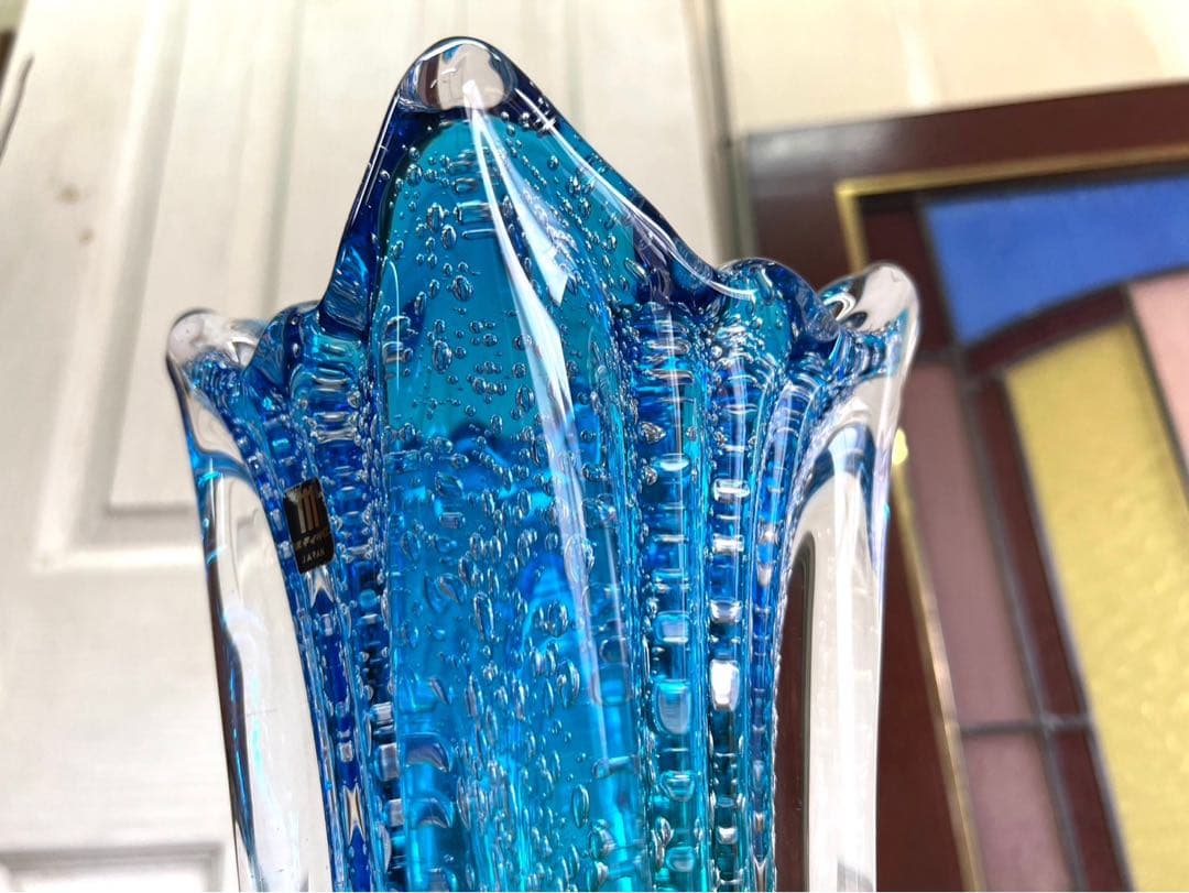 bob＊マルティガラス 花瓶 45cm 重圧 気泡 インテリア 置物