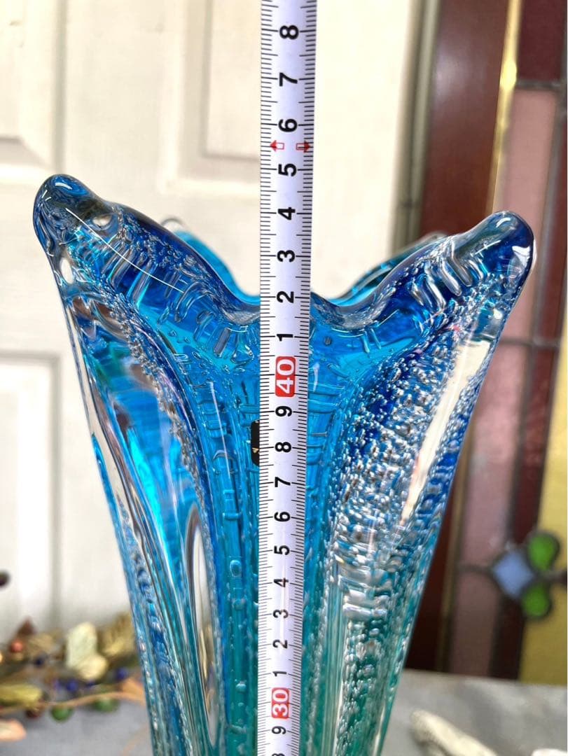 bob＊マルティガラス 花瓶 45cm 重圧 気泡 インテリア 置物