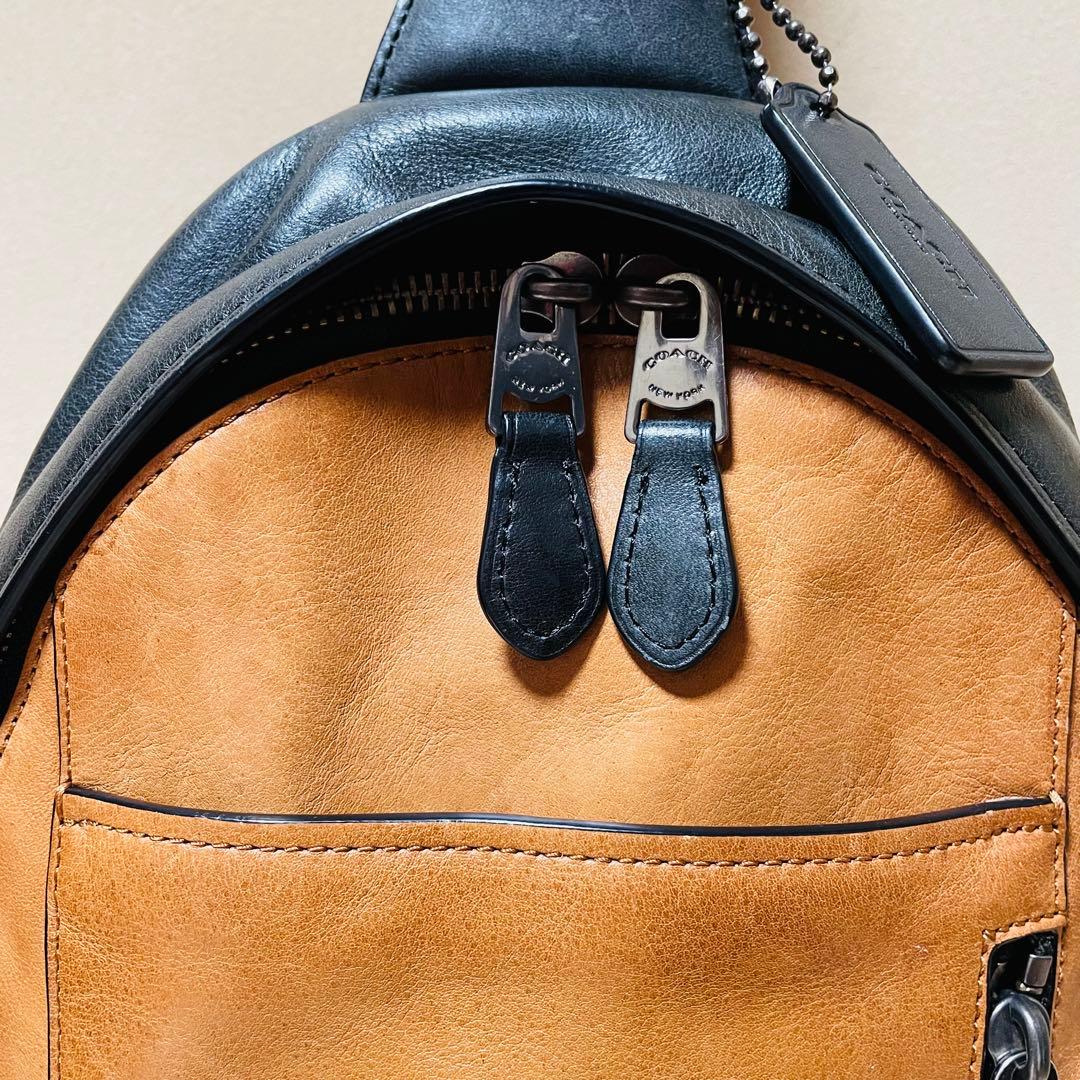 【極美品】COACH/コーチ/オールレザー/ボディバッグ/スリング/72096黒