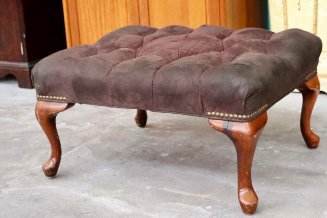 GMIK338○ヨーロピアン ヴィンテージ家具 スツール 椅子 猫脚 足置き ク