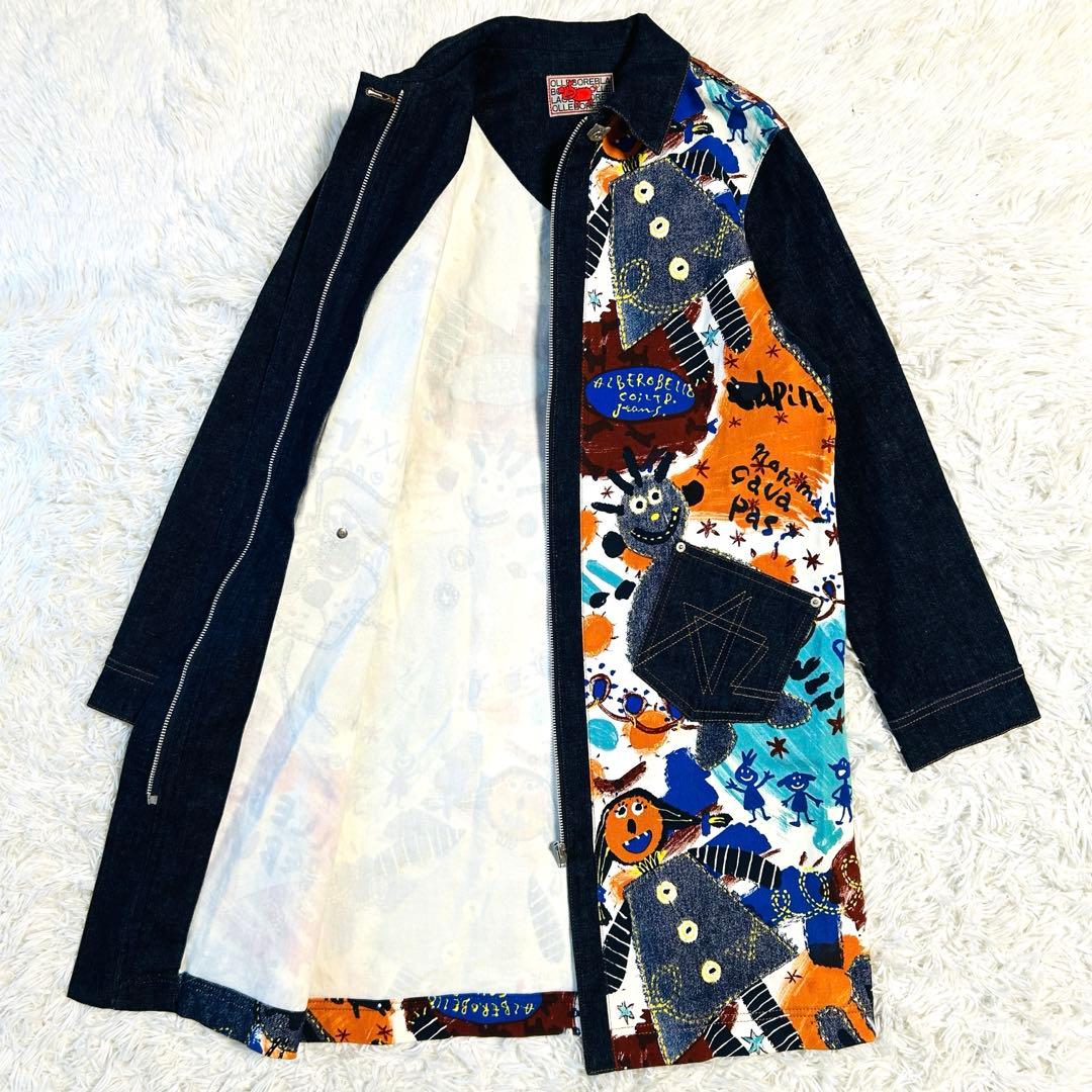 アルベロベロ デニムコート ブタさん ジップアップ ロングコート ポケット