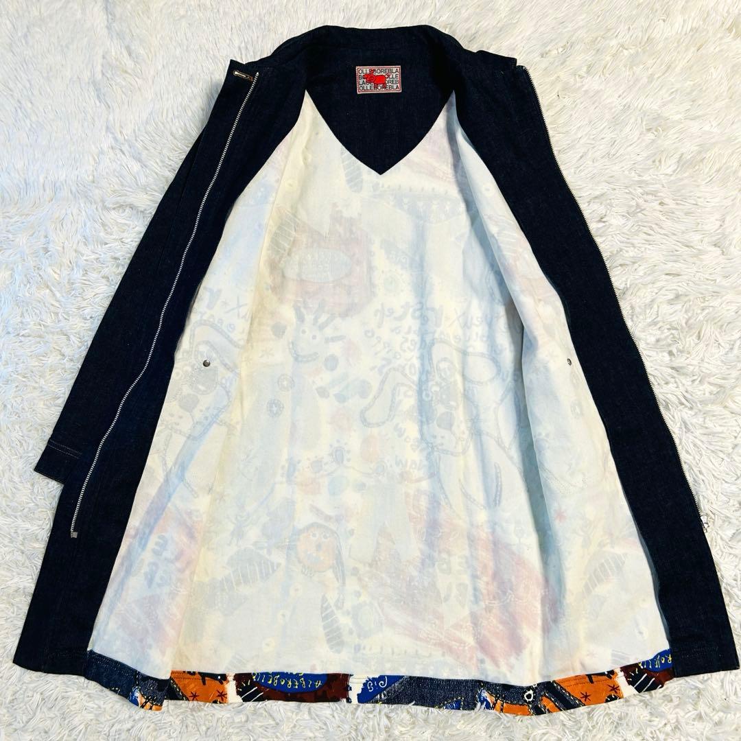 アルベロベロ デニムコート ブタさん ジップアップ ロングコート ポケット