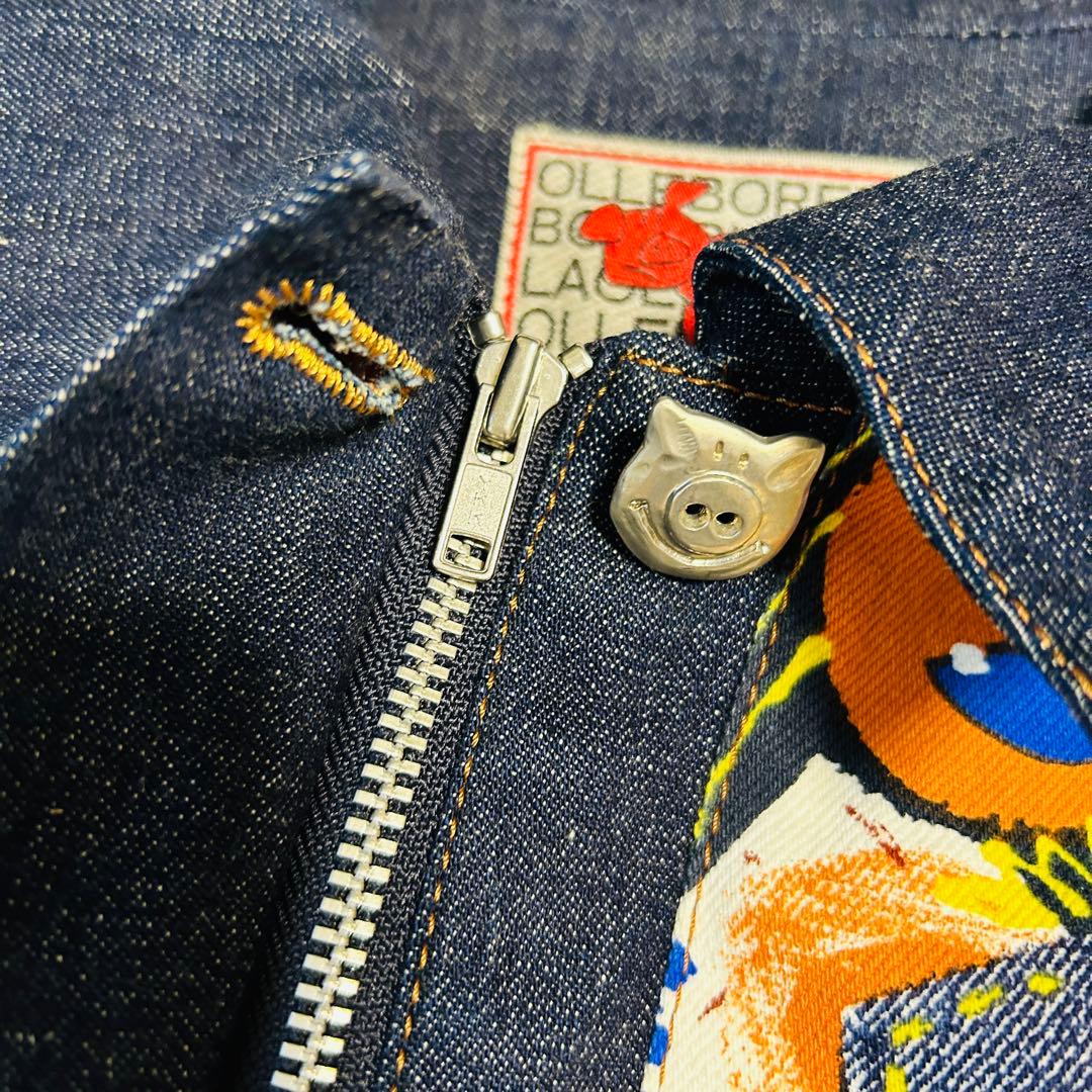 アルベロベロ デニムコート ブタさん ジップアップ ロングコート ポケット