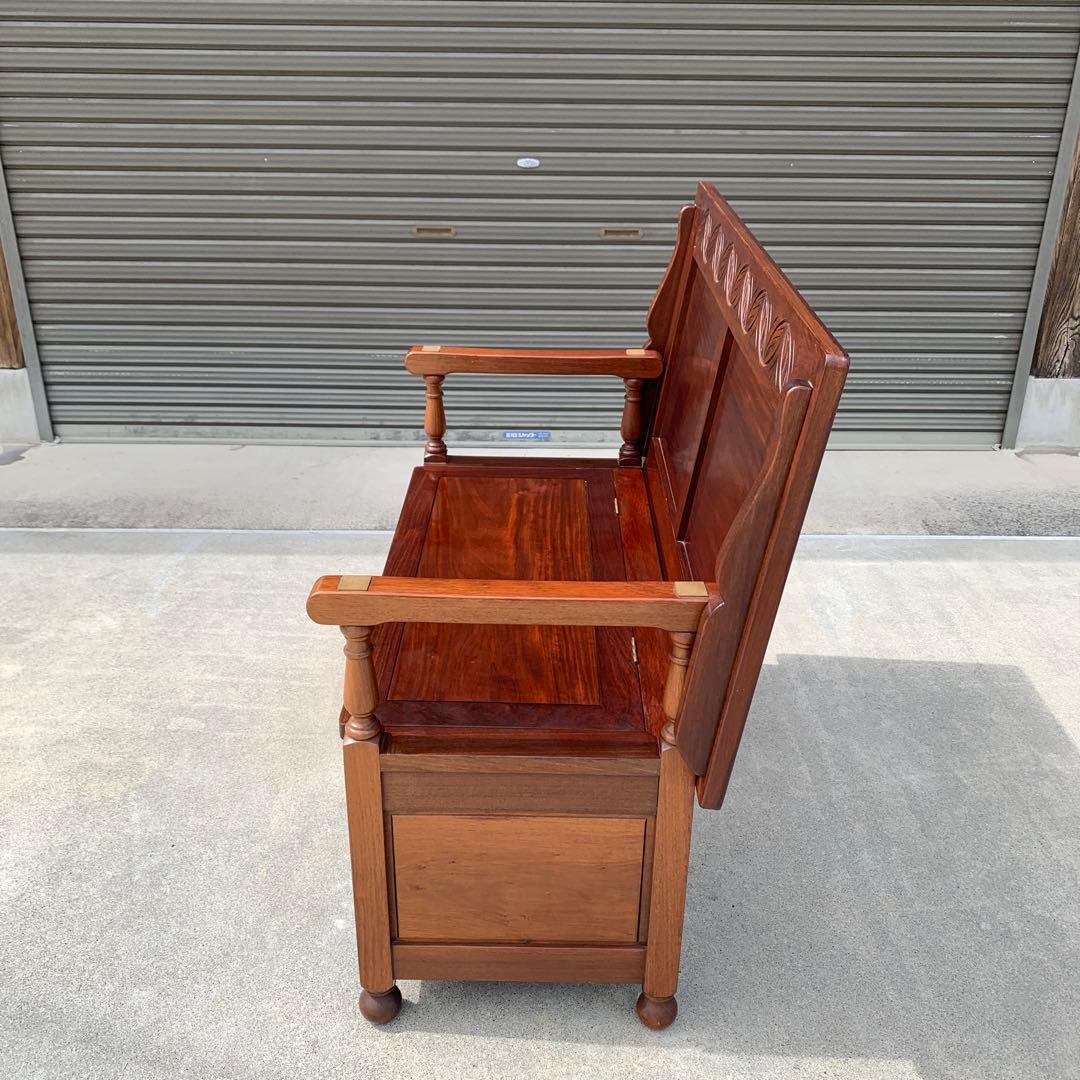 民藝家具　テーブル兼用ベンチ　座面下収納・引出し付き