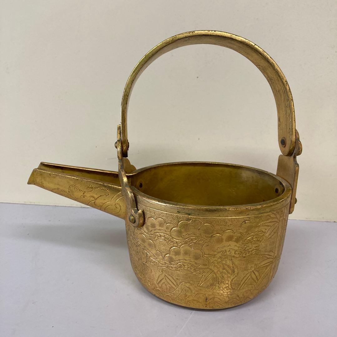 E4 骨董品真鍮製 彫金 提子古い酒器 アンティーク 中国美術 昭和レトロ レト