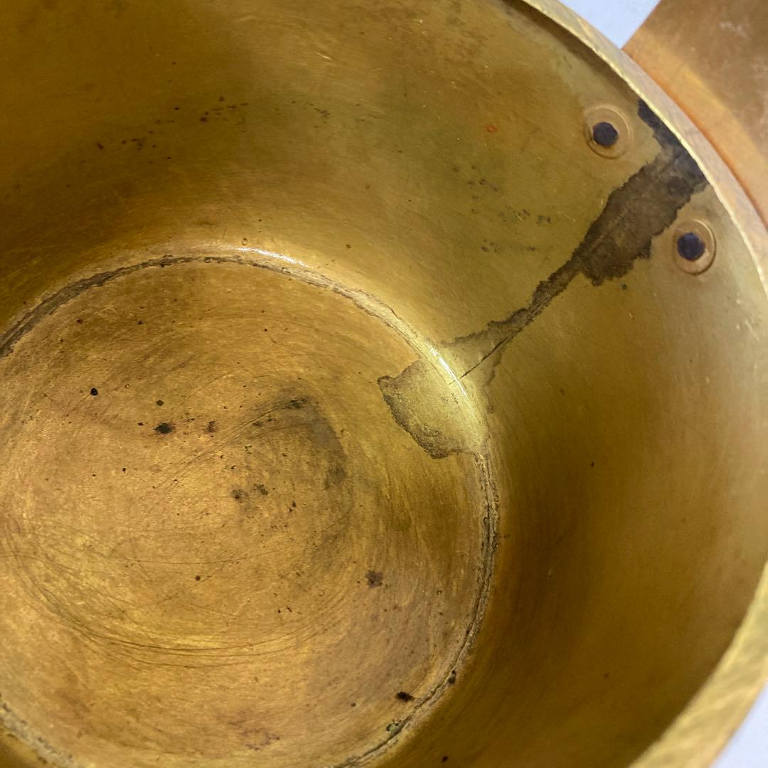 E4 骨董品真鍮製 彫金 提子古い酒器 アンティーク 中国美術 昭和レトロ レト