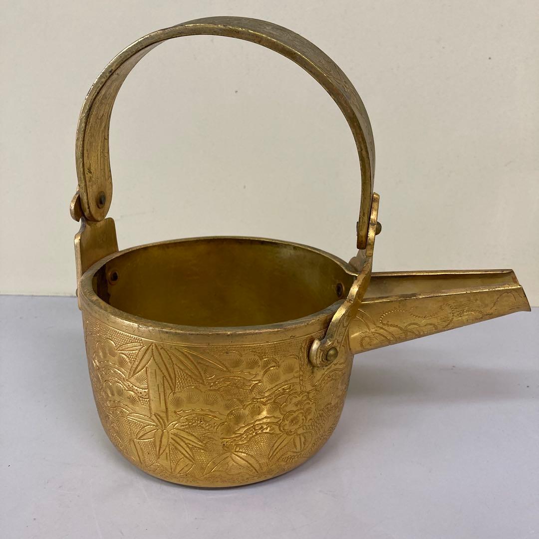 E4 骨董品真鍮製 彫金 提子古い酒器 アンティーク 中国美術 昭和レトロ レト