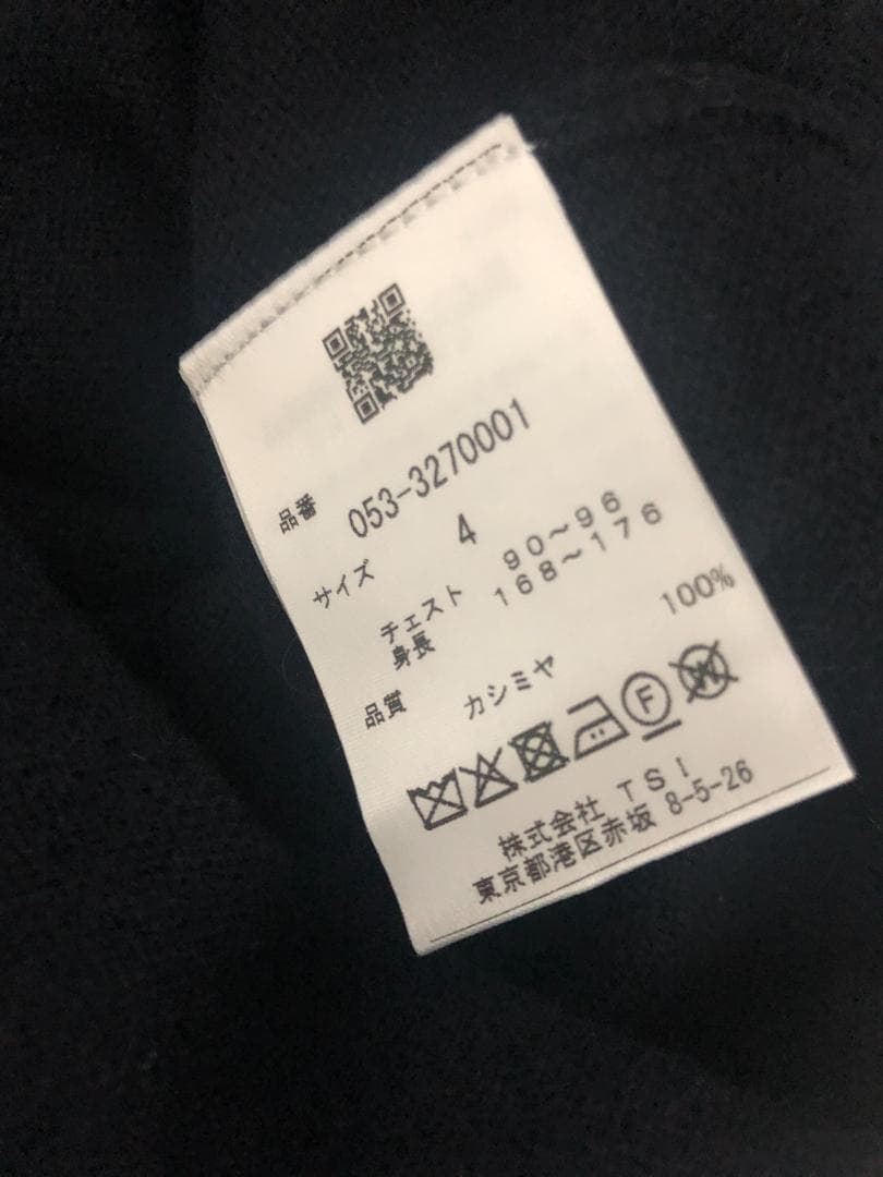 未使用 カシミヤ クルーネックニットセーター カシミヤ100% 4 M 濃紺