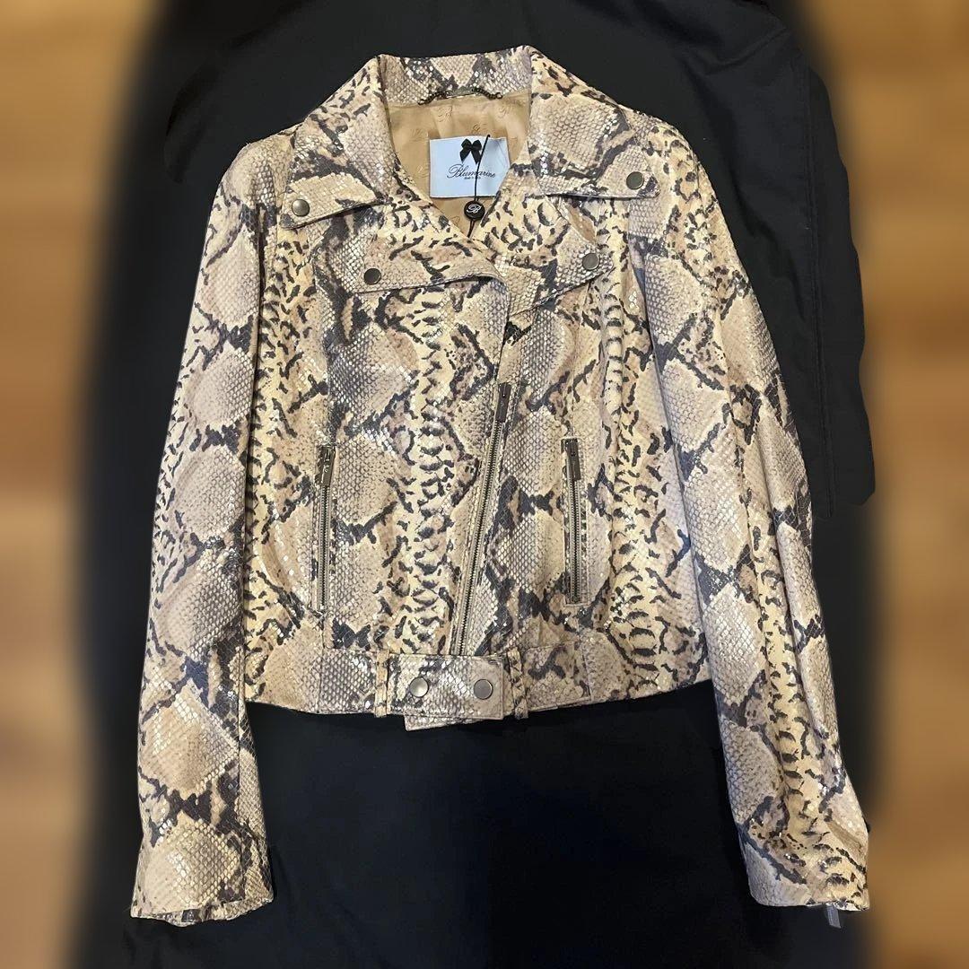 Blumarine ブルマリン　ヘビ柄ライダースジャケット