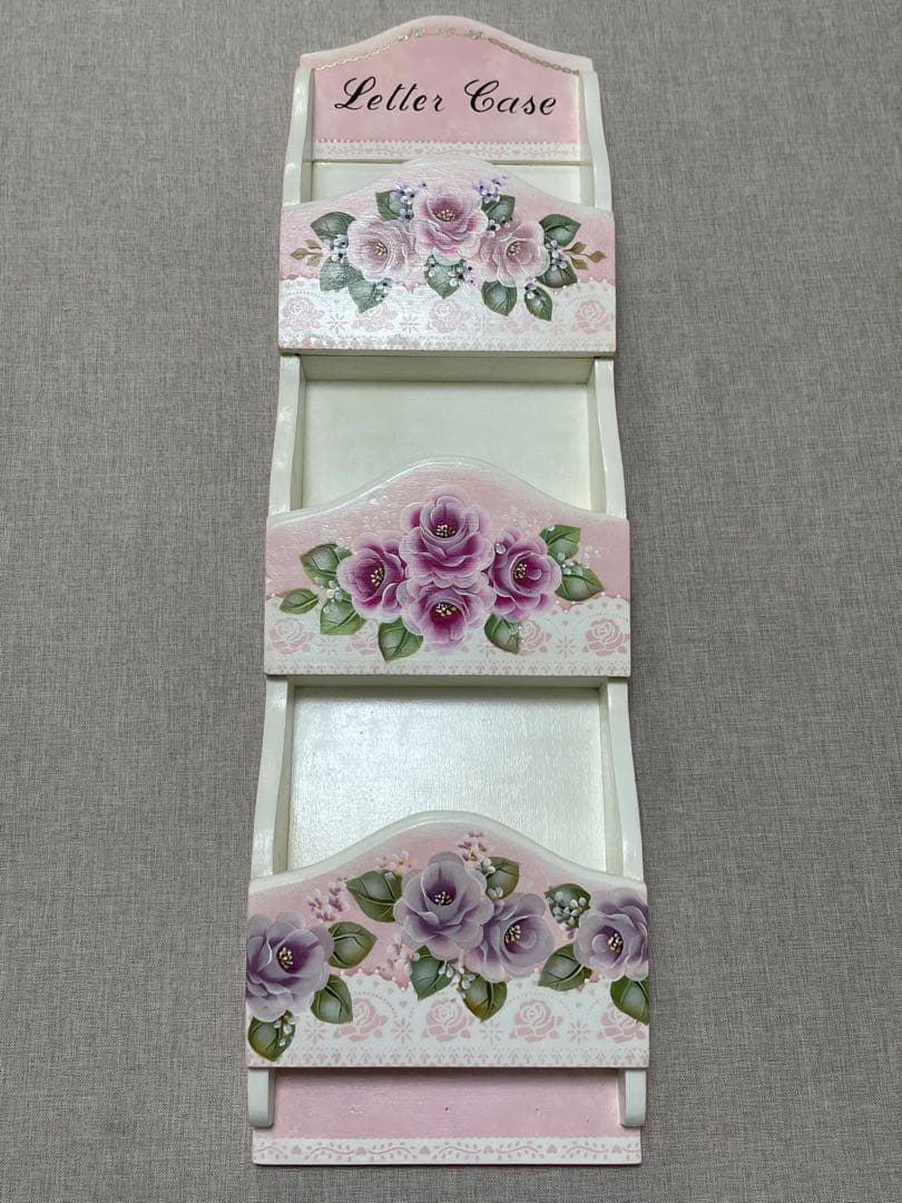 *ハンドメイド* トールペイント ビューティフルローズ レターケース 新品未使用