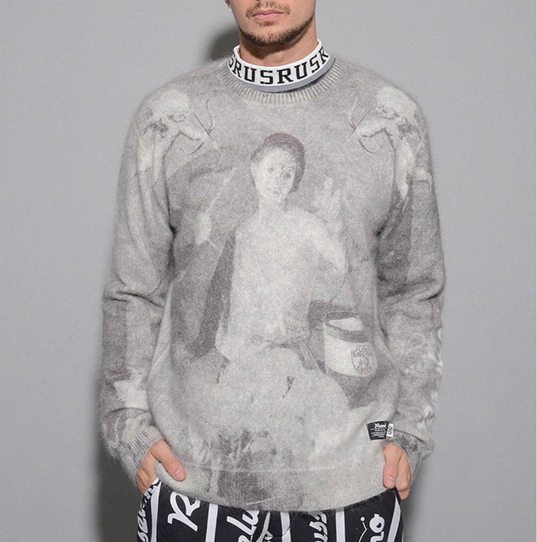 新品 ラッセルノ ゴルフ グラフィック ニット セーター ブラック L 5