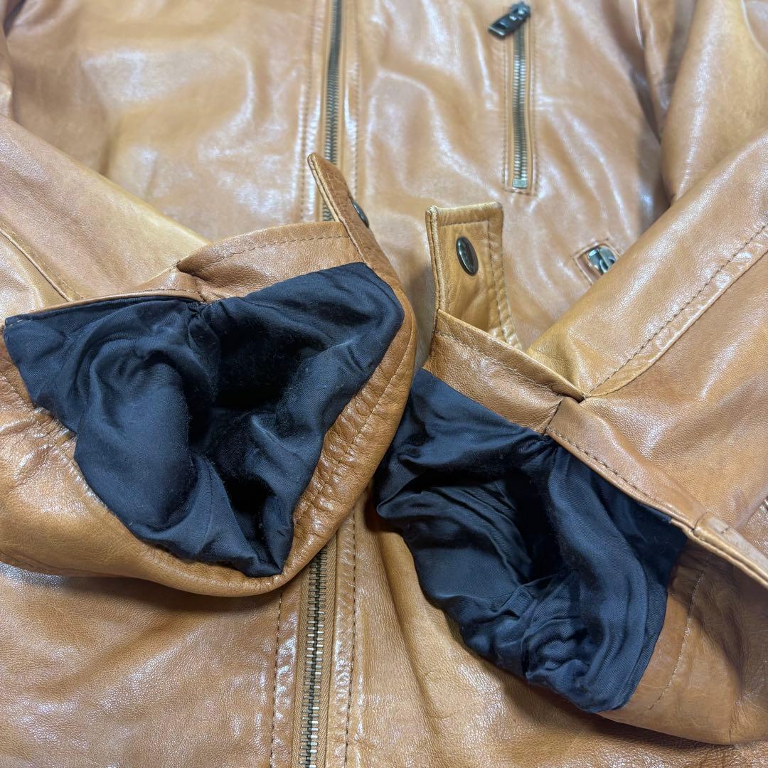 【至高の逸品】DOLCE&GABBANA ラムレザージャケット 46 キャメル