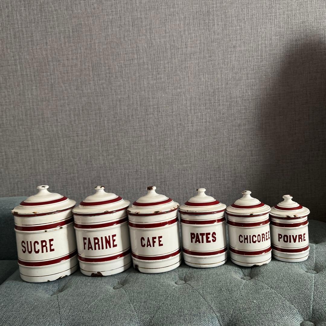 アンティーク ホウロウ キャニスター セット