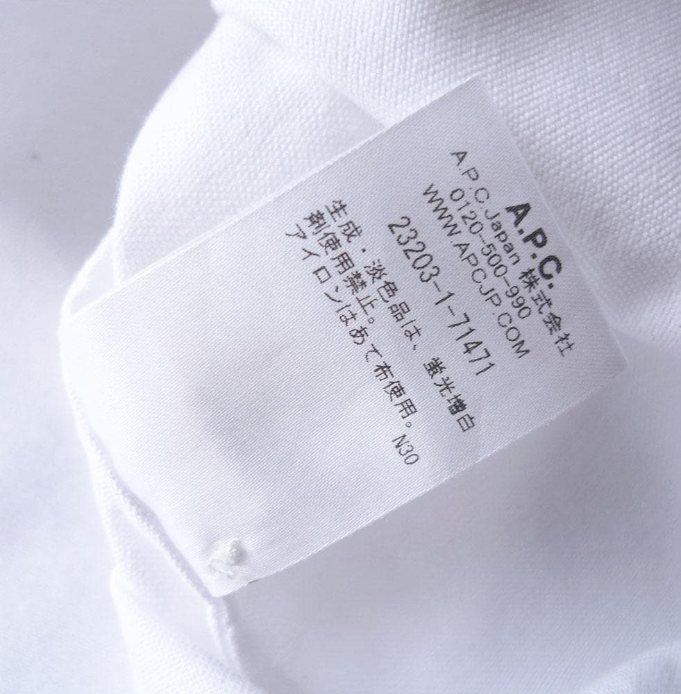 美品 A.P.C. 2万 ホワイトのシャツ アーペーセー レギュラーカラーシャツ