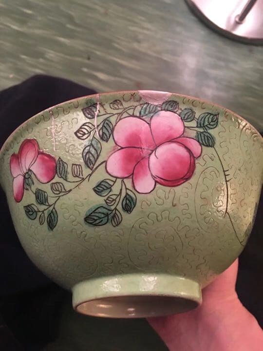 茶碗 粉彩轧道 嘉慶年製 中国美術