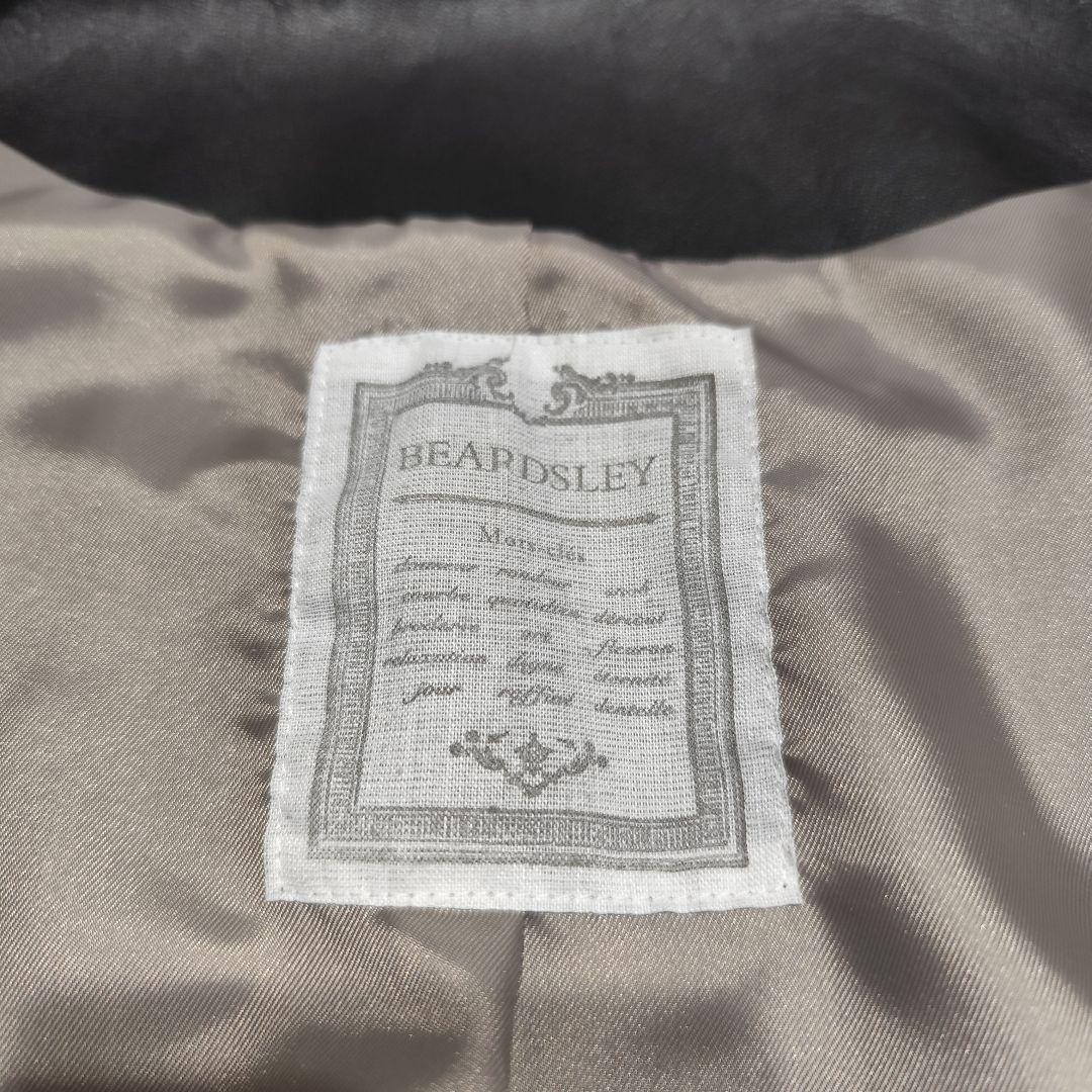 美品ビアズリー BEARDSLEY ラムレザー ジップアップ ノーカラーブルゾン