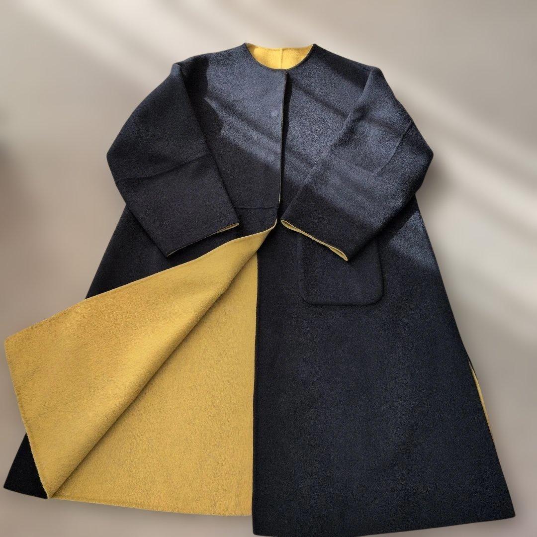 【美品】B.C.STOCKブレンドリバーシブルコートネイビー×イエローsizeS