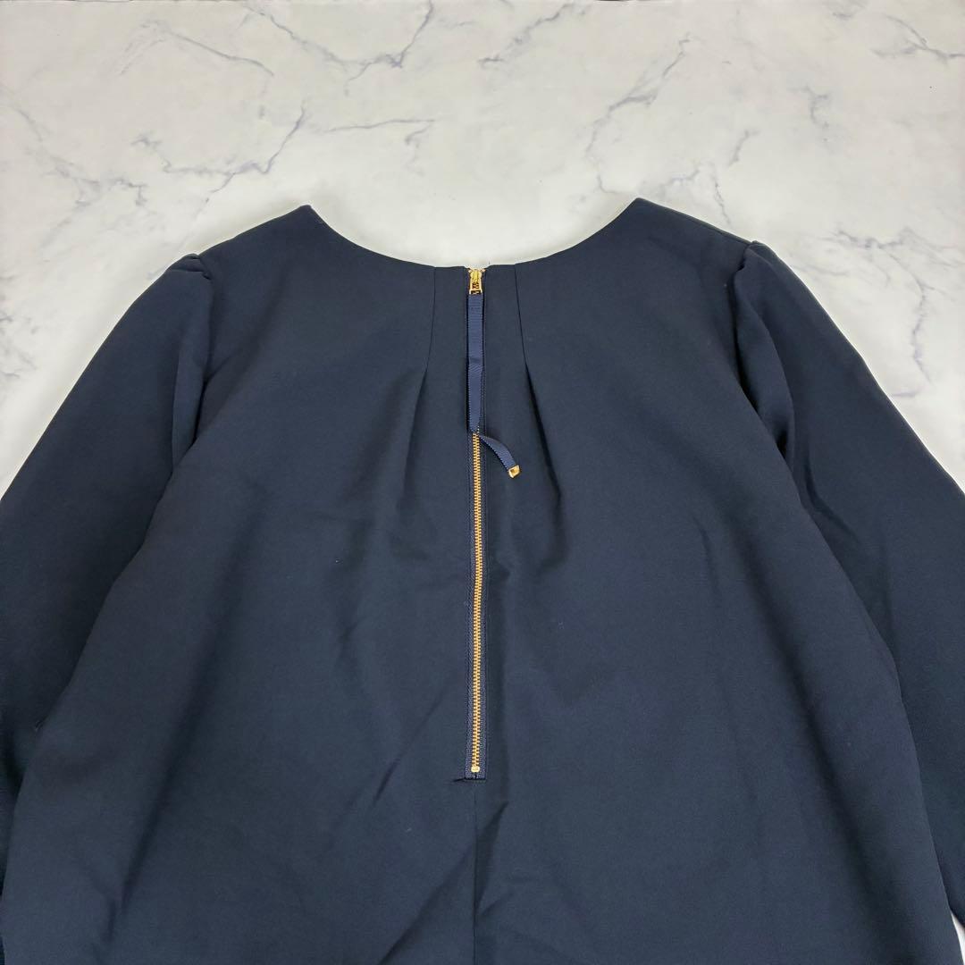 ローズティアラ　フラワー刺繍ワンピース　花柄　ネイビー　大きいサイズ 46