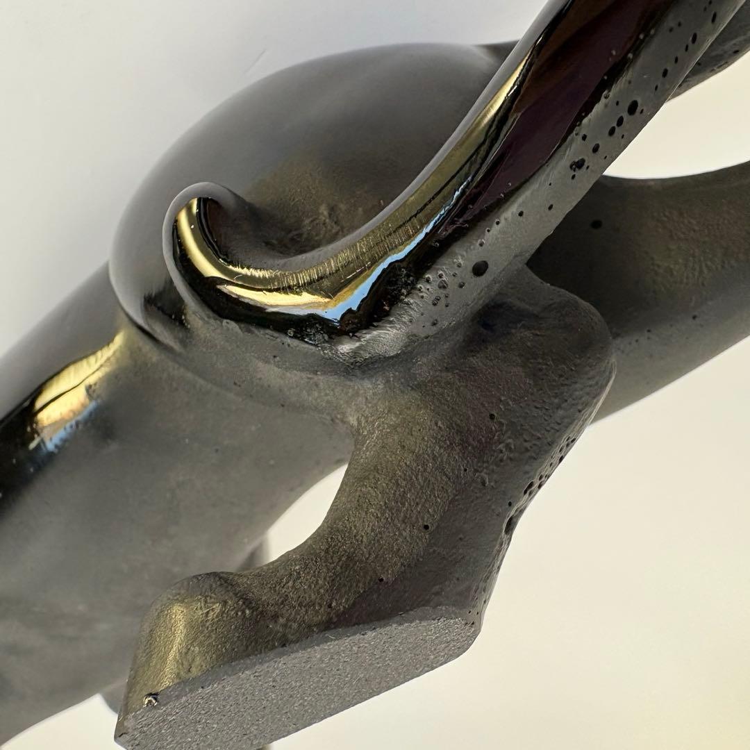 ドームフランス ブラックパンサー 黒ヒョウ クリスタル ガラス 置物 オブジェ