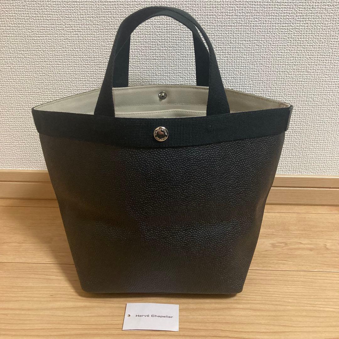 極美品◉エルベシャプリエ◉707GP◉リュクス舟型トートM◉ノワール◉ブラック