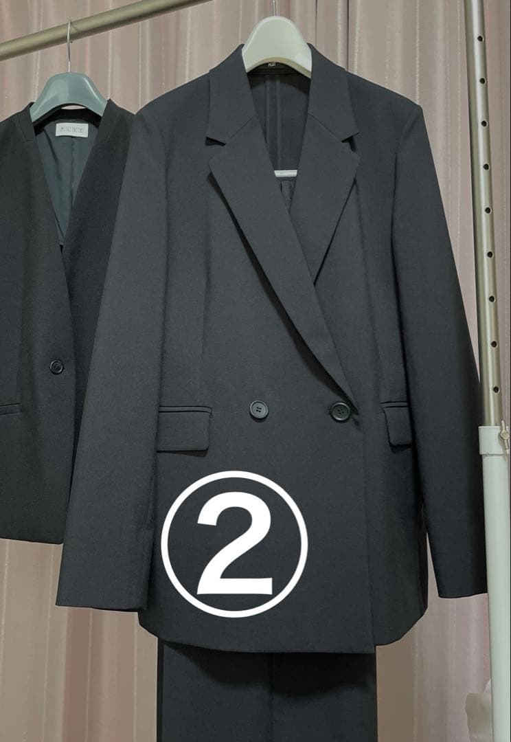 【美品】PLST プレミアムオックスパンツスーツ上下3点セット ブラックLサイズ