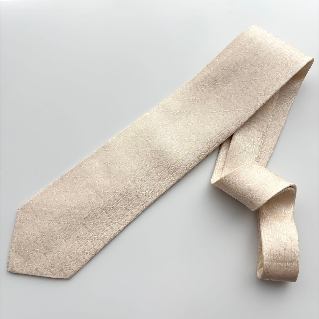 ꧁美品꧂ クリスチャンディオール ネクタイ トロッター オブリーク ホワイト