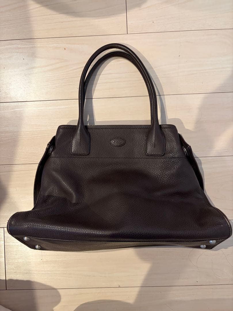 TOD'Sダークブラウン レザー トートバッグ