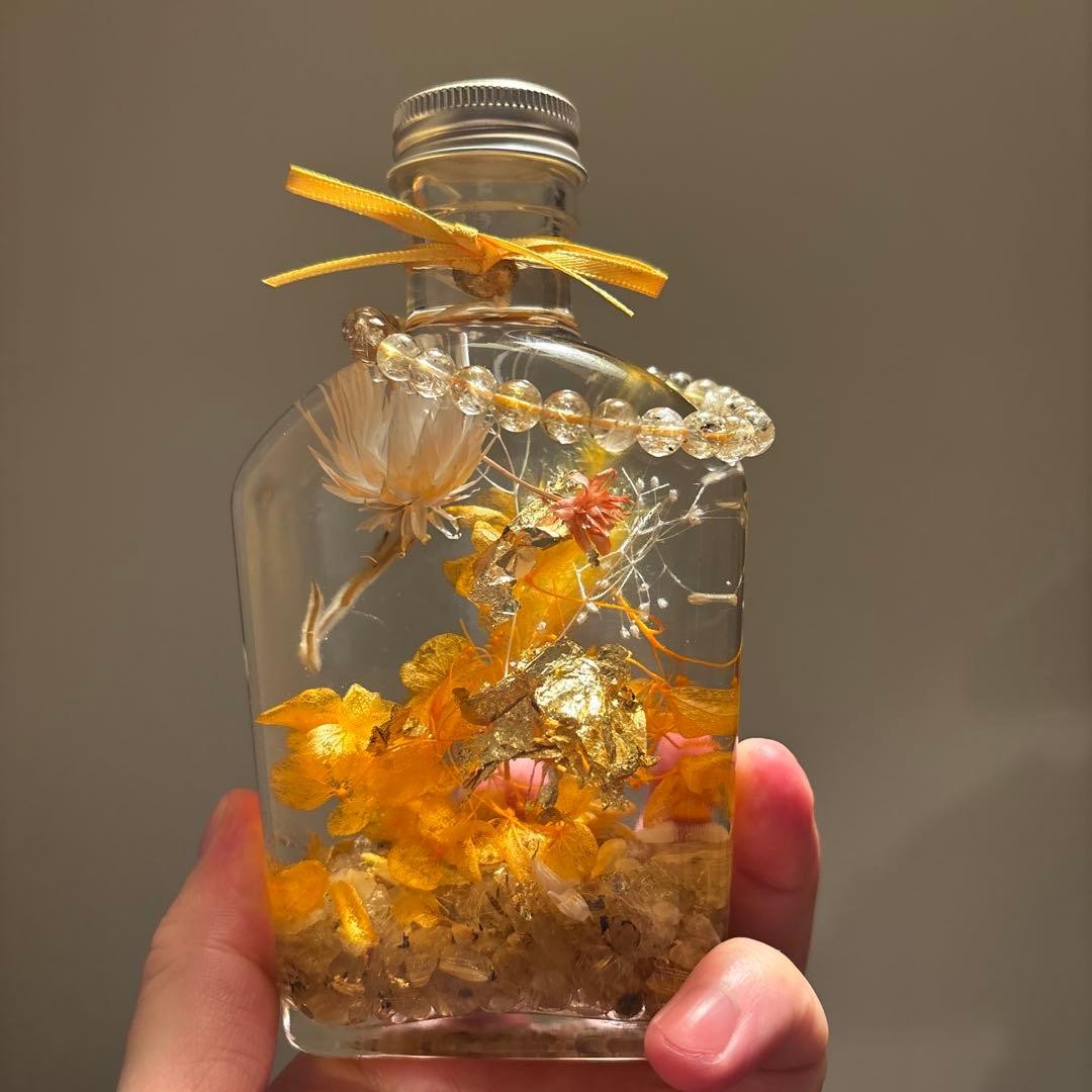 金箔入りのゴールドパワーハーバリウム！ルチル入り！