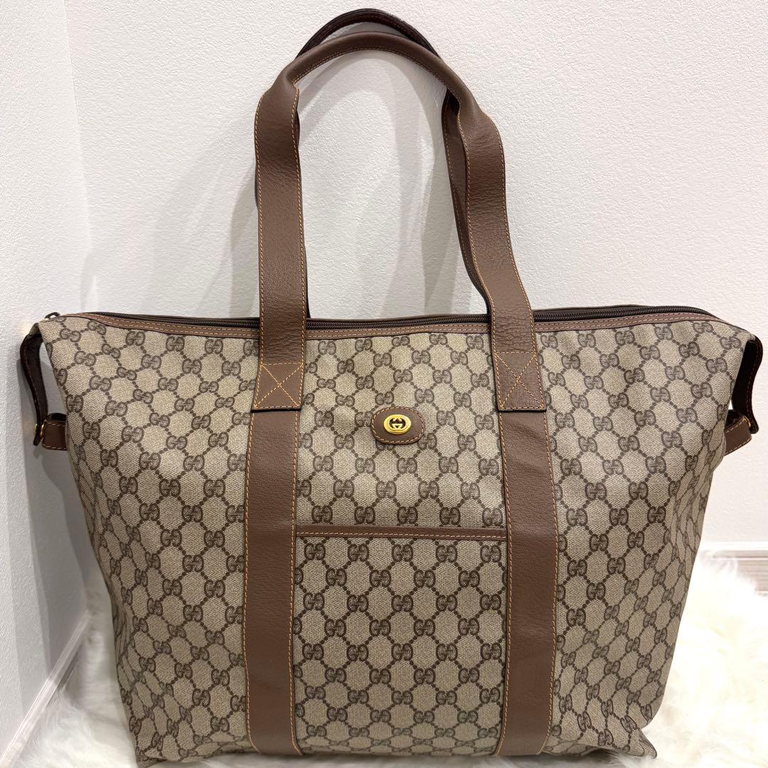 【美品】　GUCCI グッチ　GGボストンバッグ　ヴィンテージ　トート