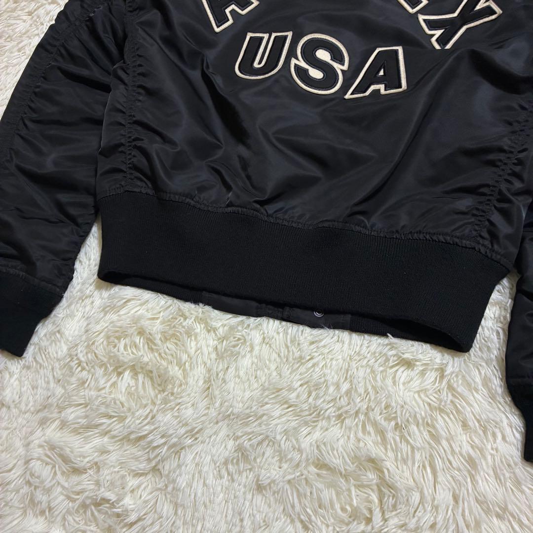 極美品 AVIREX フライトジャケット アーチロゴ コマーシャルロゴ M 黒