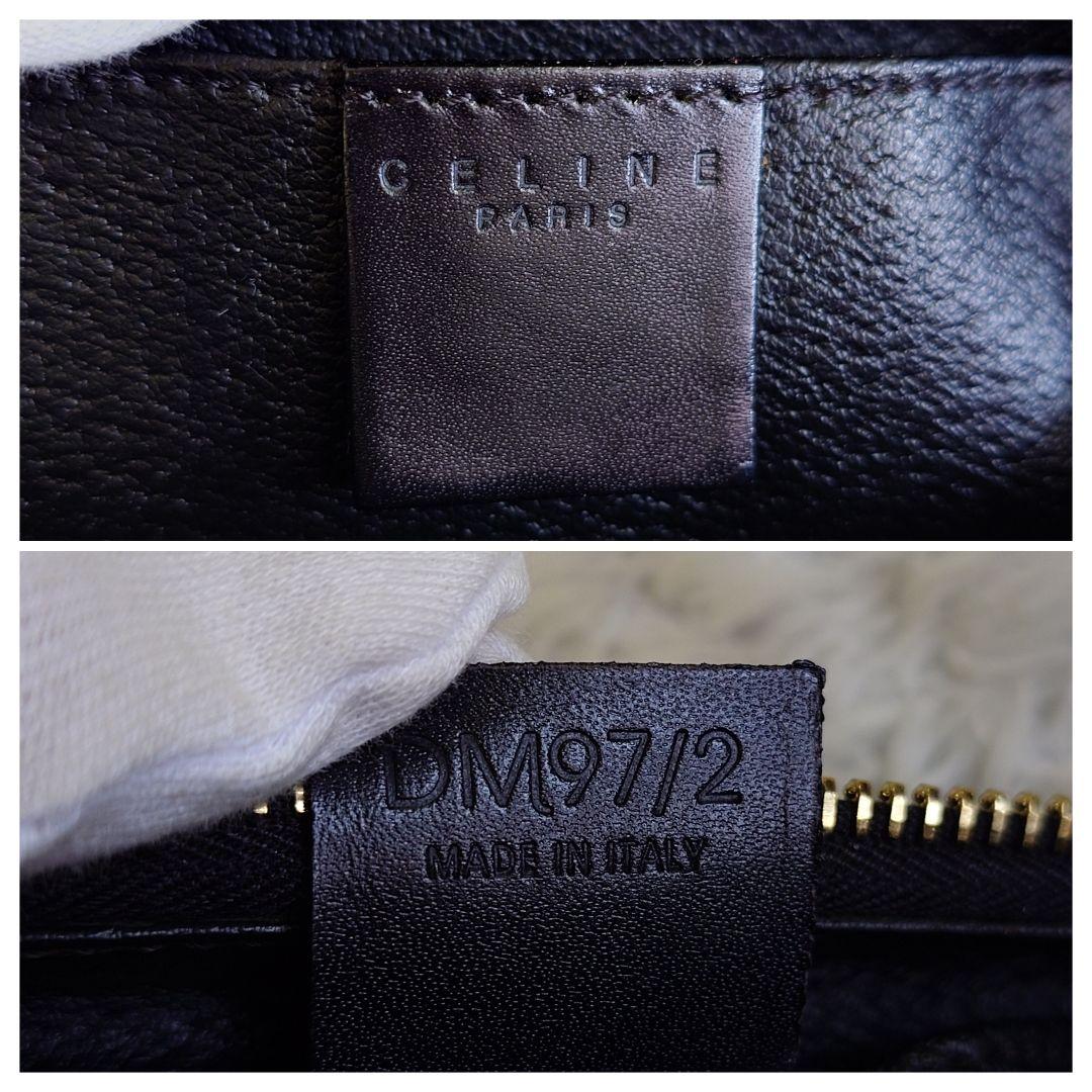 美品 セリーヌ 黒マカダム メイクポーチ トリオンフ PVC レザー 小物入れ