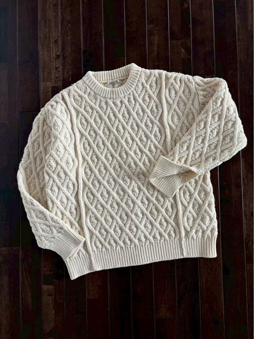 AURALEE/美品 19AW メリノウール ケーブルニット アイボリー 1