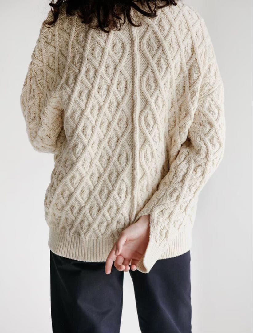 AURALEE/美品 19AW メリノウール ケーブルニット アイボリー 1