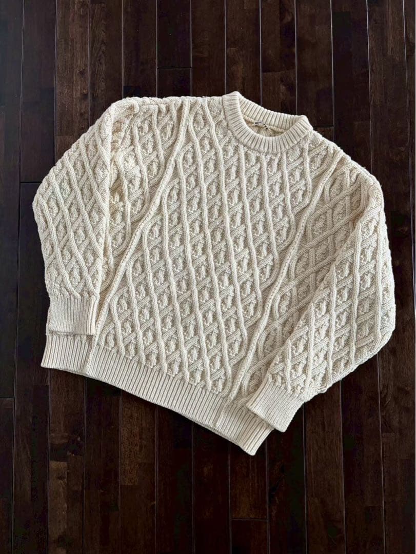 AURALEE/美品 19AW メリノウール ケーブルニット アイボリー 1