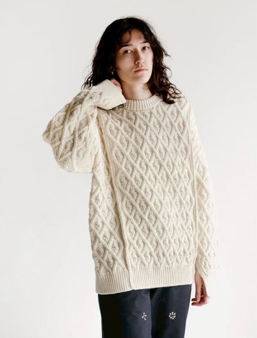 AURALEE/美品 19AW メリノウール ケーブルニット アイボリー 1