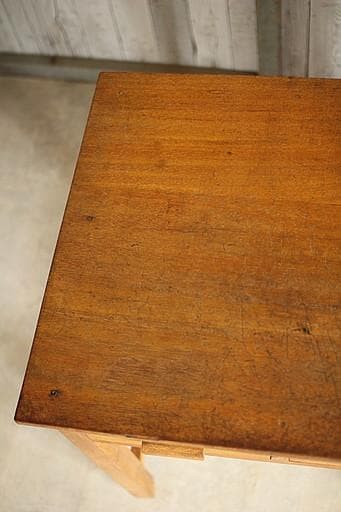 古い木製の片袖机　小引き出し6杯　ワークデスク　作業台　引き出し　古家具