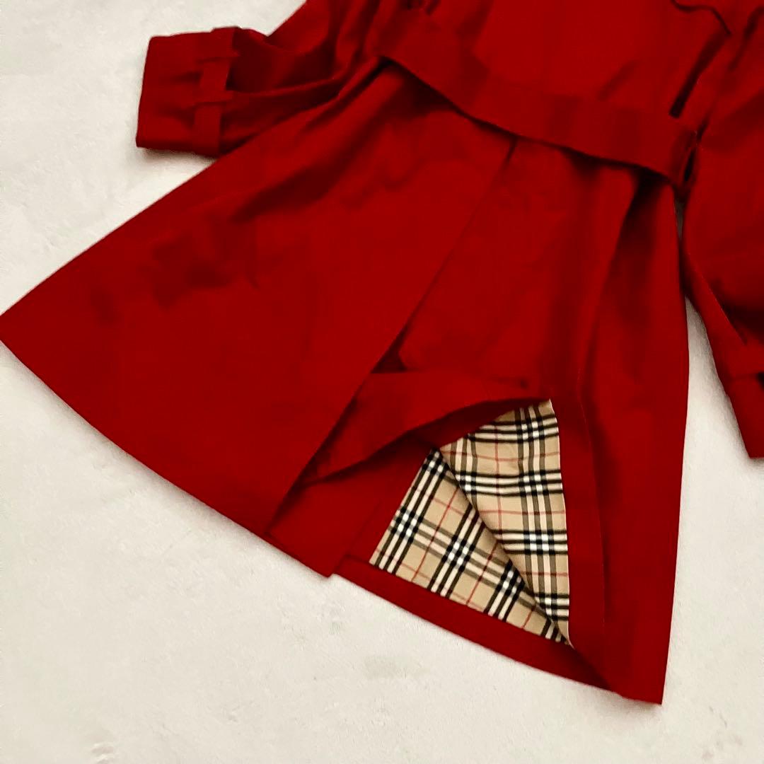 [美品]バーバリーブルーレーベル　トレンチコート　ベルト　裏ノバチェック　レッド