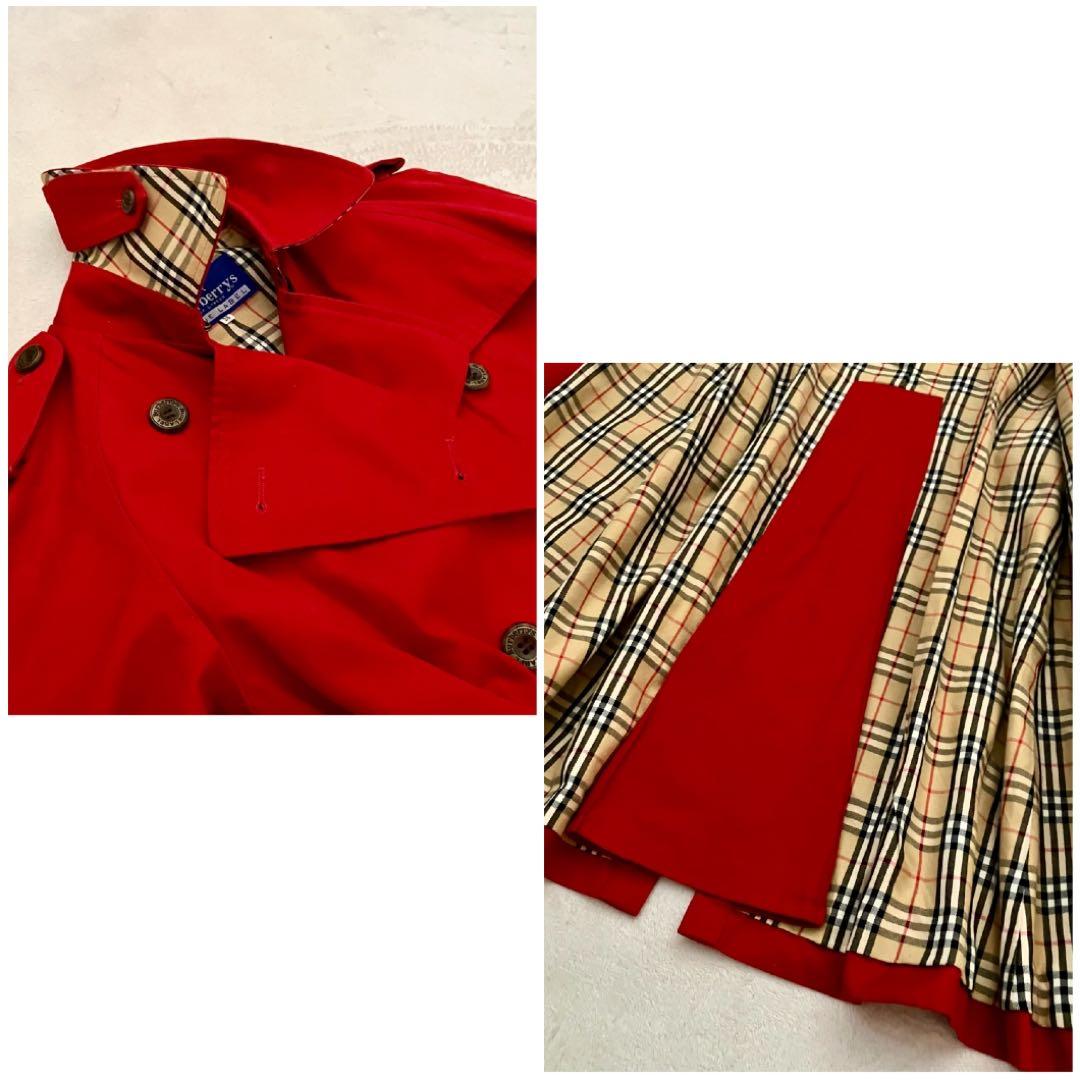 [美品]バーバリーブルーレーベル　トレンチコート　ベルト　裏ノバチェック　レッド