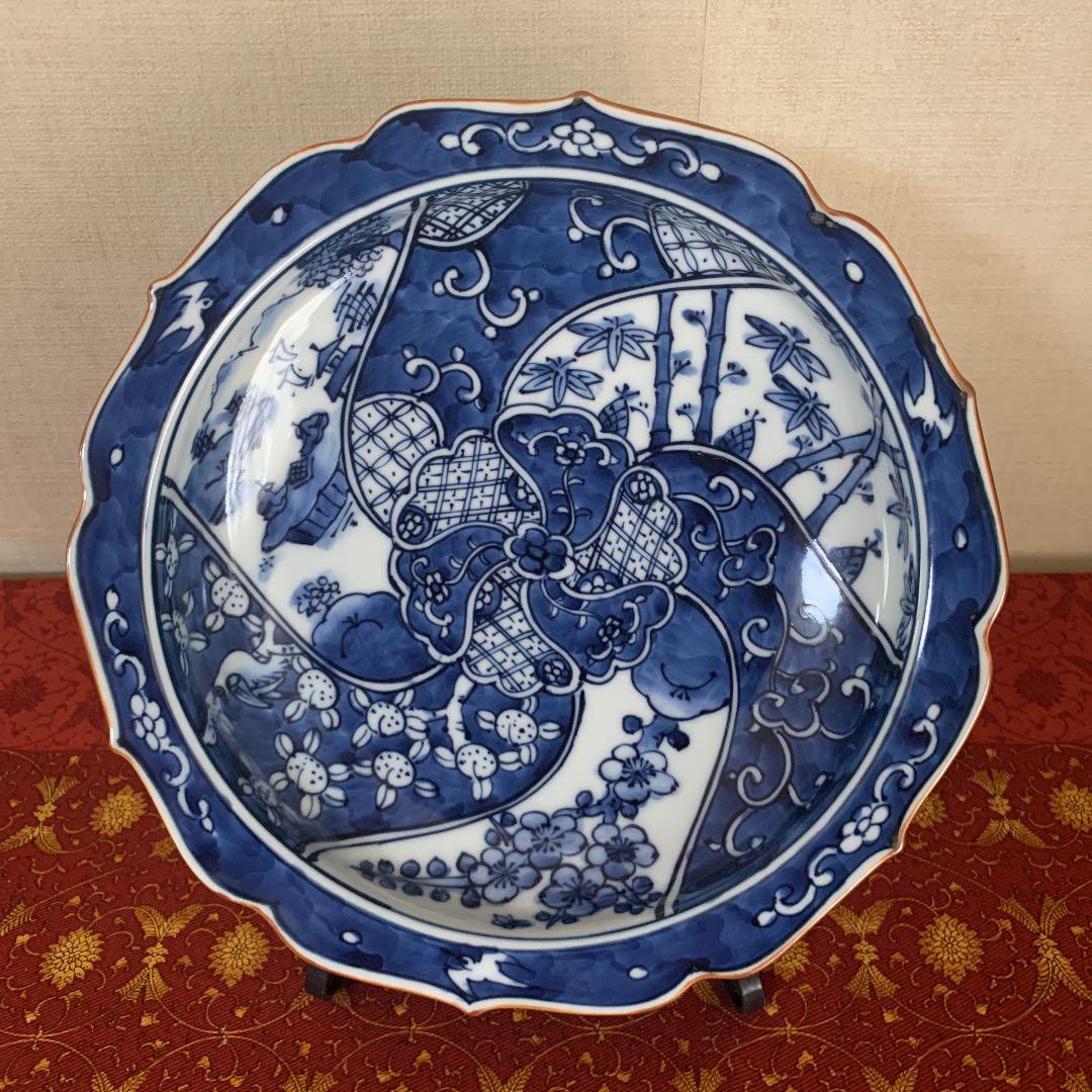 三川内焼平戸松山窯ねじり祥瑞文高台菓子鉢