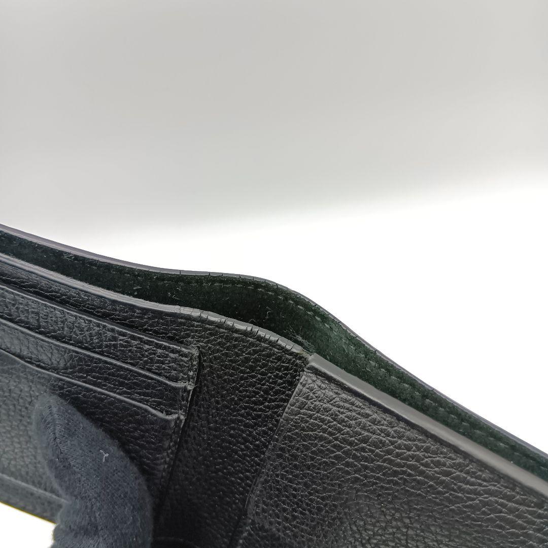 GUCCI グッチ　ブラックレザー 二つ折り財布（K）