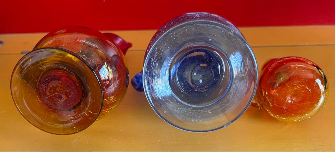 琉球ガラス　水差し　ガラス細工　置物　インテリア　3個セット